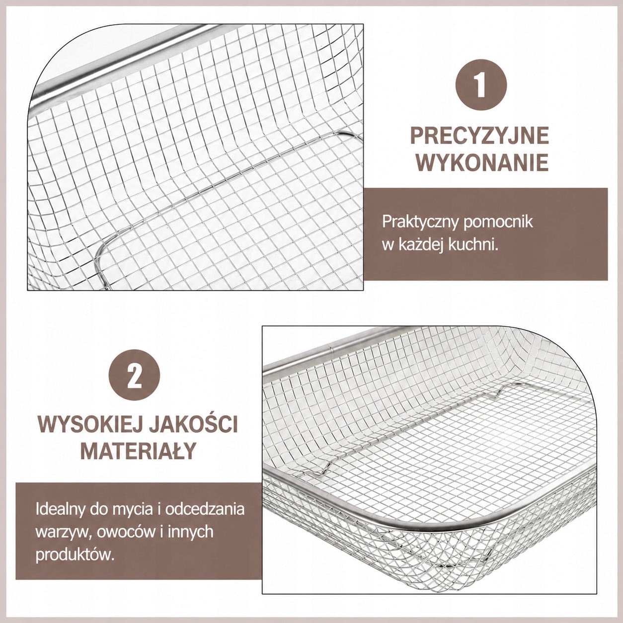 Koszyk Ociekacz do Zlewu Stal Nierdzewna Sitko Cedzak 30x22 cm — zdjęcie 5