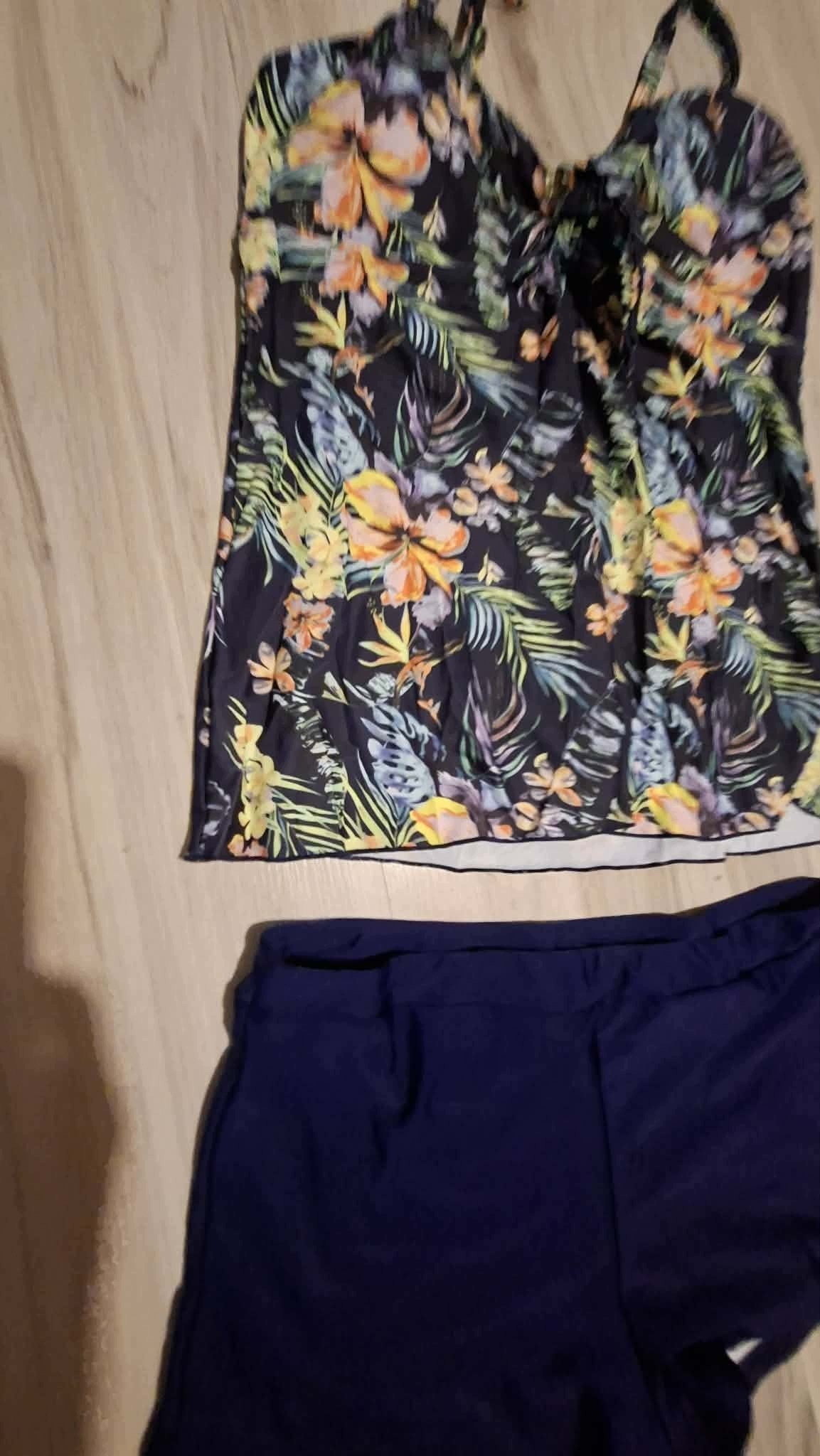 Tankini Damskie XXL Strój Kąpielowy 2-częściowy Kwiaty Szorty XL — zdjęcie 6