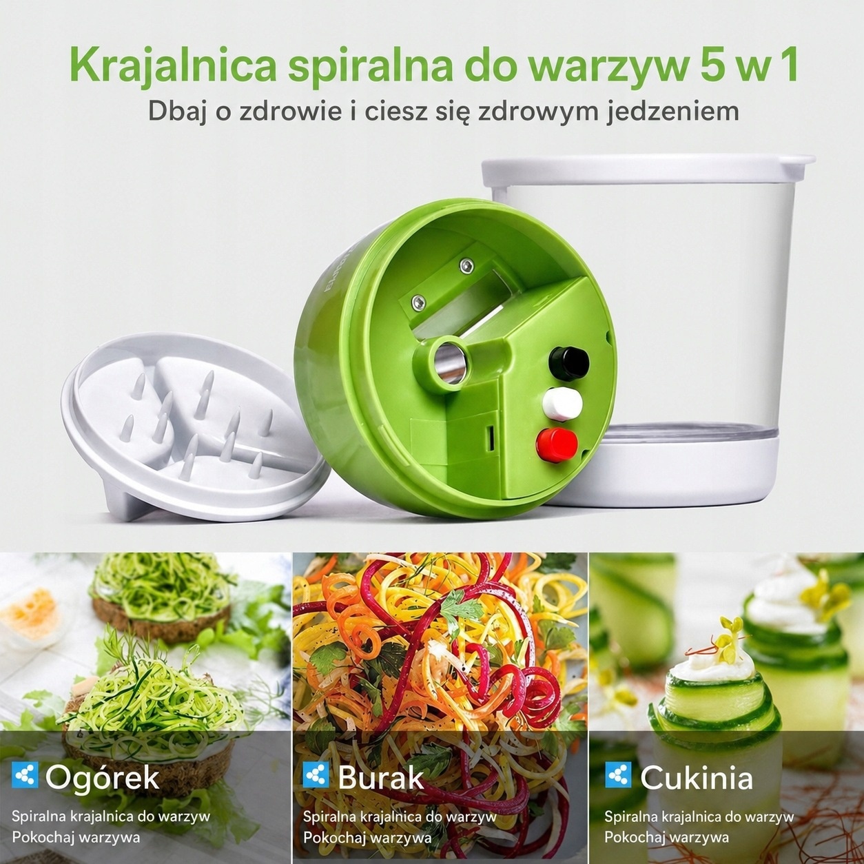KIMISS Krajalnica spiralna do warzyw 5w1 ręczna — zdjęcie 5